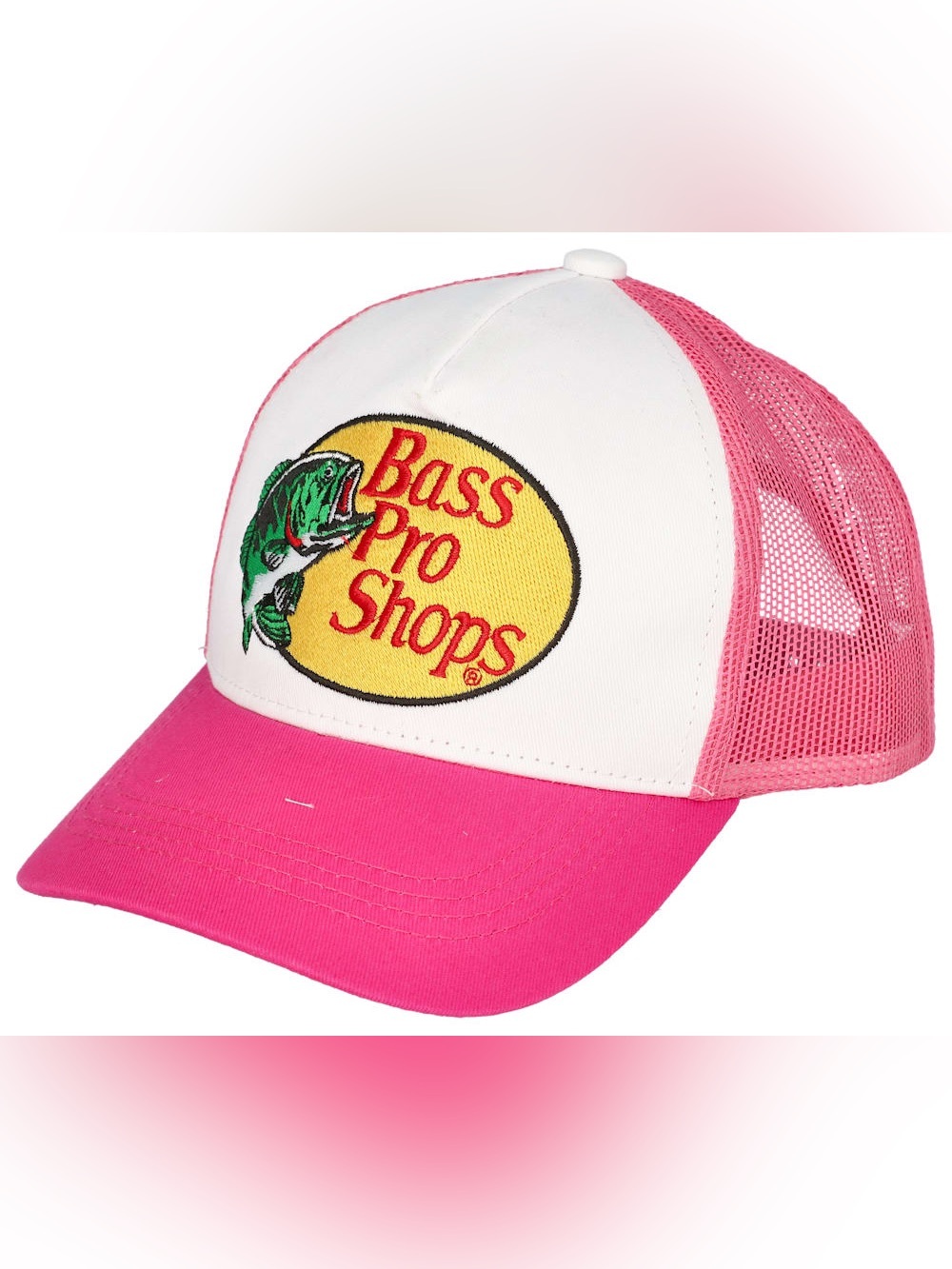 Bass Pro Shops Pink & White Trucker Hat - Logo Patch